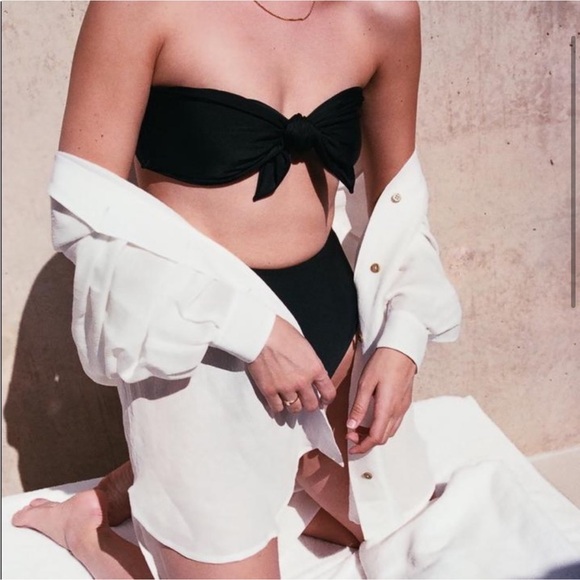 Na Nin Anita Bandeau Swim Top in Onyx Black size Large - Picture 3 of 8